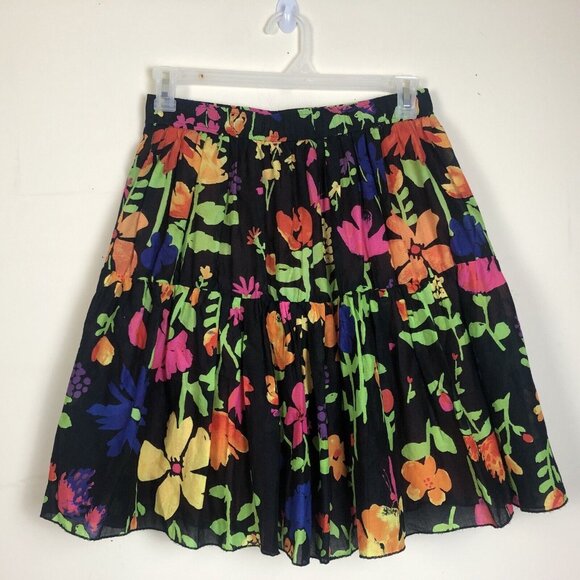 Old Navy S Skater Circle Skirt Pleated Floral Print Short Lined Casual Pull On - Picture 5 of 7